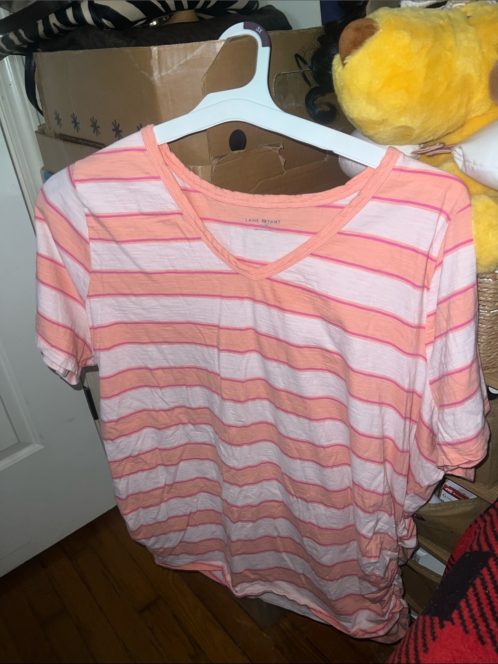 Lane Bryant Pink & Peach Striped Top